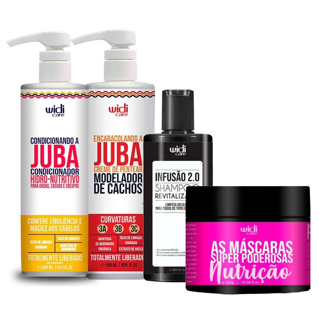 Kit Widi Care Shampoo Infusão Condcionador Juba Creme Encaracolando