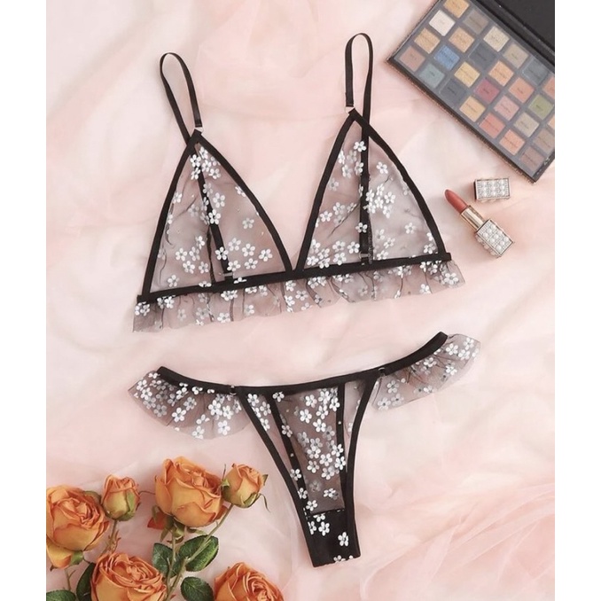 Lingerie Preta Transparente Shopee Brasil