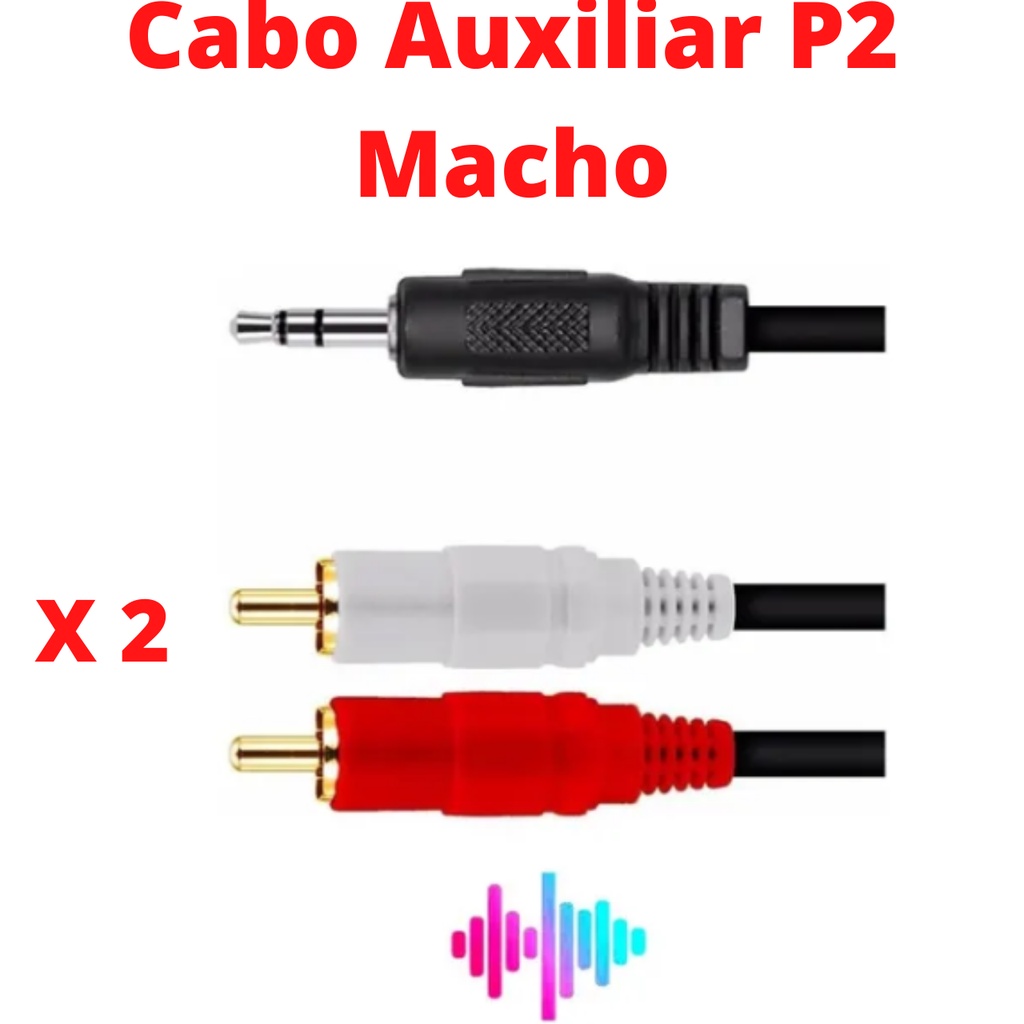 Cabo Auxiliar Macho Para X2 RCA Macho Audio 1 5m Para Som Tvs