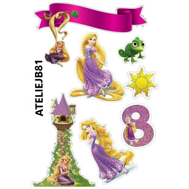 Topo De Bolo Enrolados Rapunzel Personalizado Disney Shopee Brasil