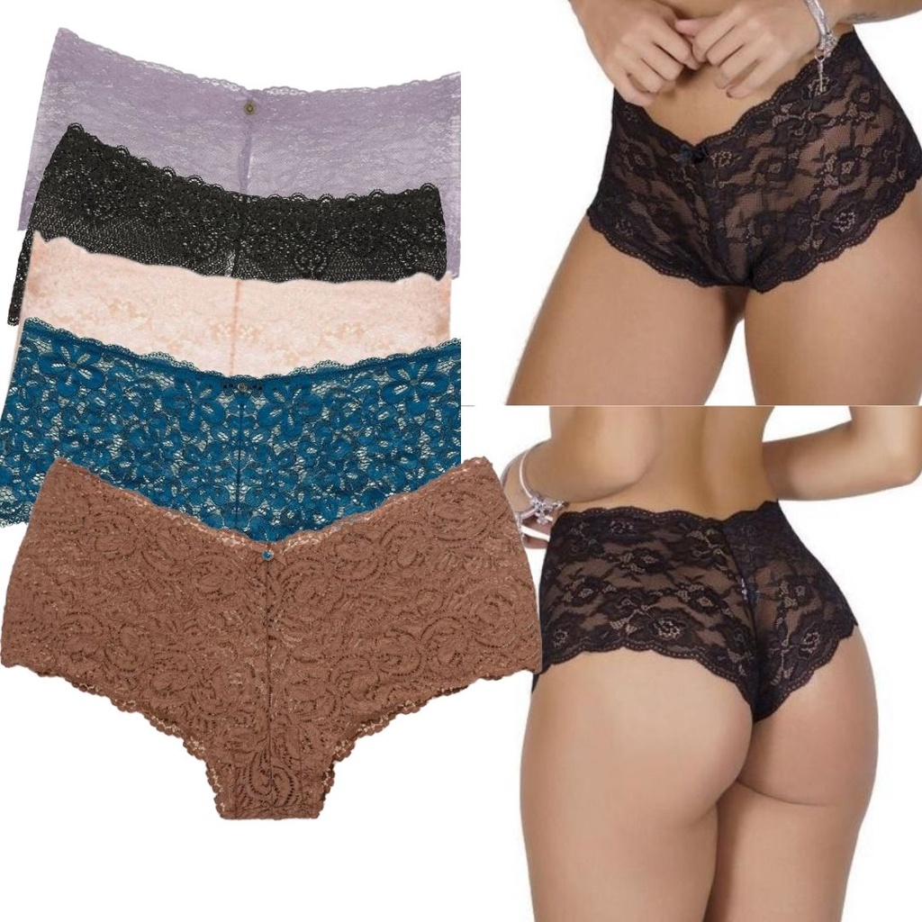 Calcinha Cale On Renda Cores Variadas Classicas Shortinho Lingerie Sexy