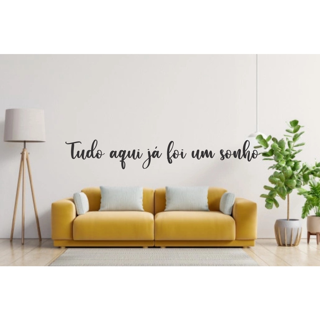 Quadro Decorativo em MDF Frase Tudo aqui já foi um sonho em Madeira mdf