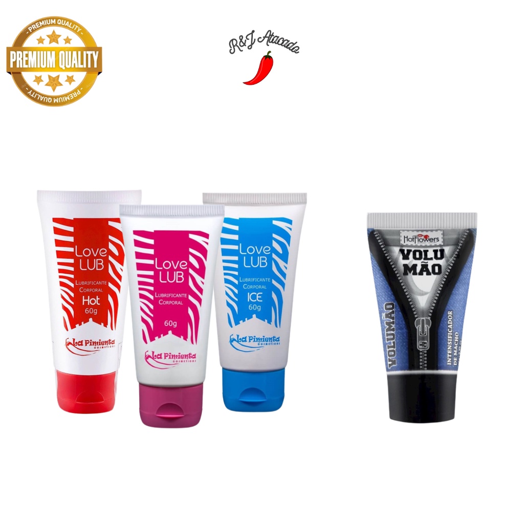 Kit Lubrificante Love Lub para Sexo Anal ou Vaginal Neutro Hot Ice g Volumão Gel