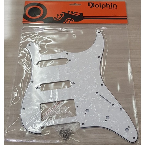 Escudo Guitarra Strato Dolphin Hss Branco Pérola 3 Camadas Shopee