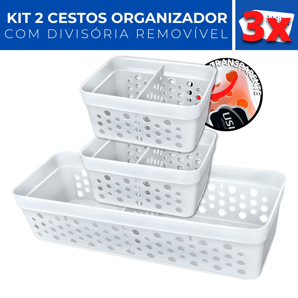 Kit 3 Cesto Organizador Rattan C Divisoria Removivel Mini M Shopee