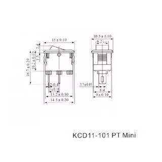 Chave Gangorra Mini Kcd11 101 PRETA 10X15mm Liga Desliga 250v 3A