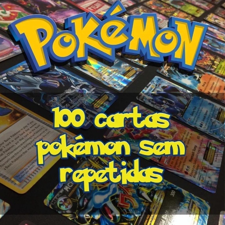 Lote de Cartas Pokémon Originais até 100 Cartas 10 Brilhantes