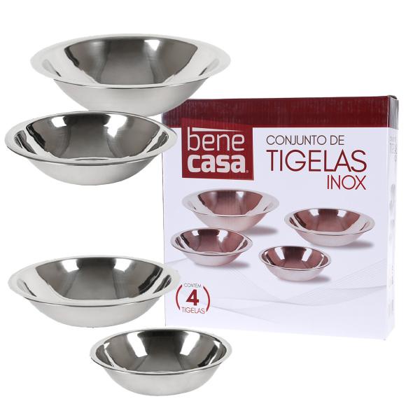 Conjunto Jogo Saladeira Bacia Tigela Bowl Aço Inox 4 Peças Shopee Brasil