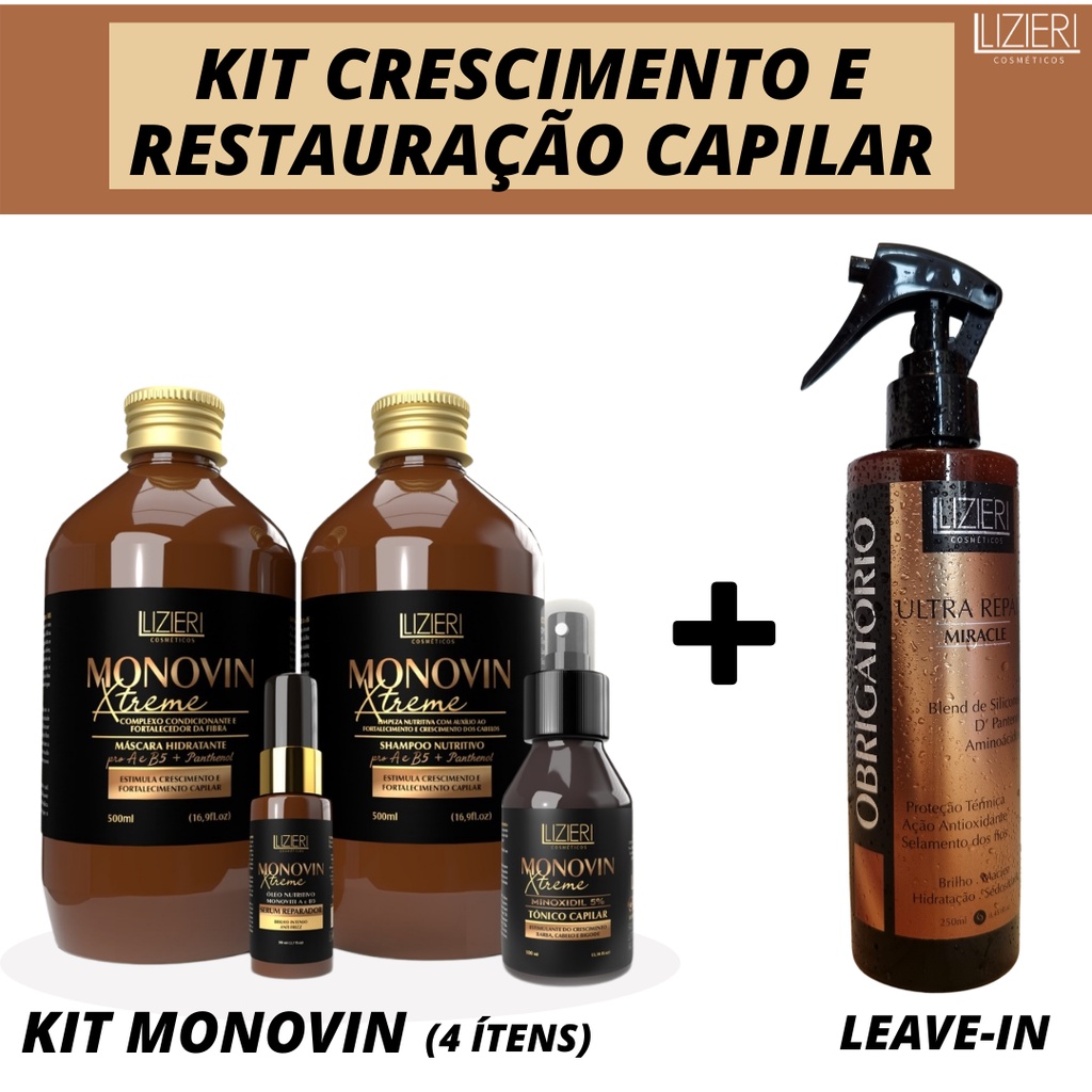 Kit Monovin Completo Uso Obrigatório Leave in Spray Antifrizz