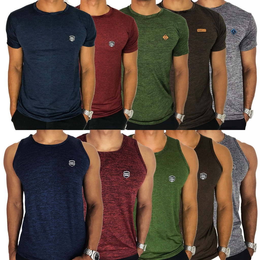 Kit Camisetas Regatas Manga Curta Masculinas Dry Fit Malha