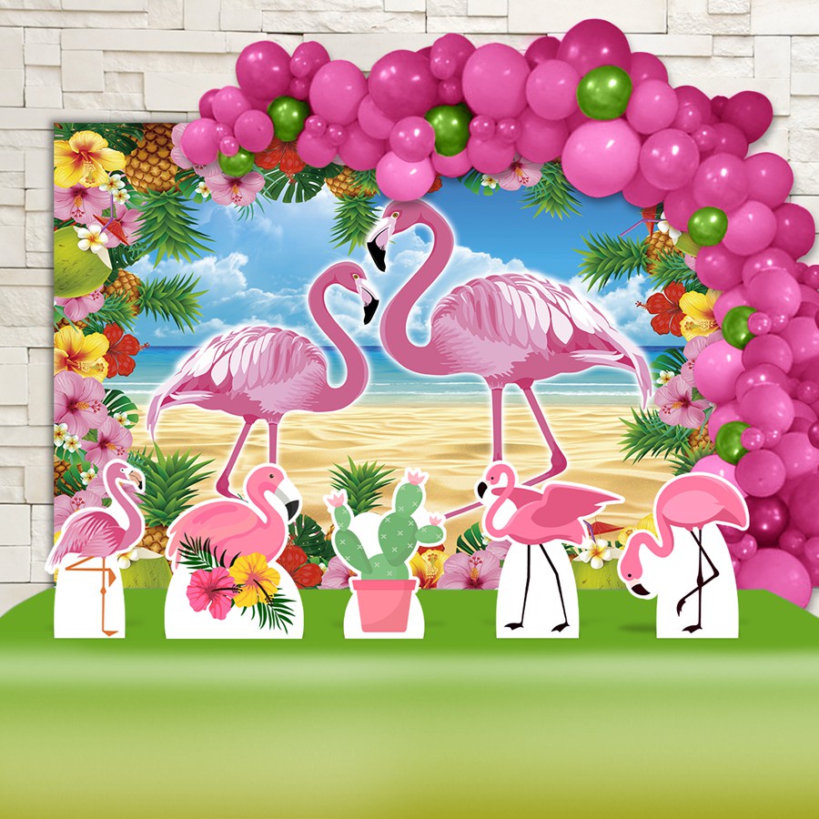 Festa Anivers Rio Flamingo Rosa Decora O Cen Rios Kit Ouro Bamper