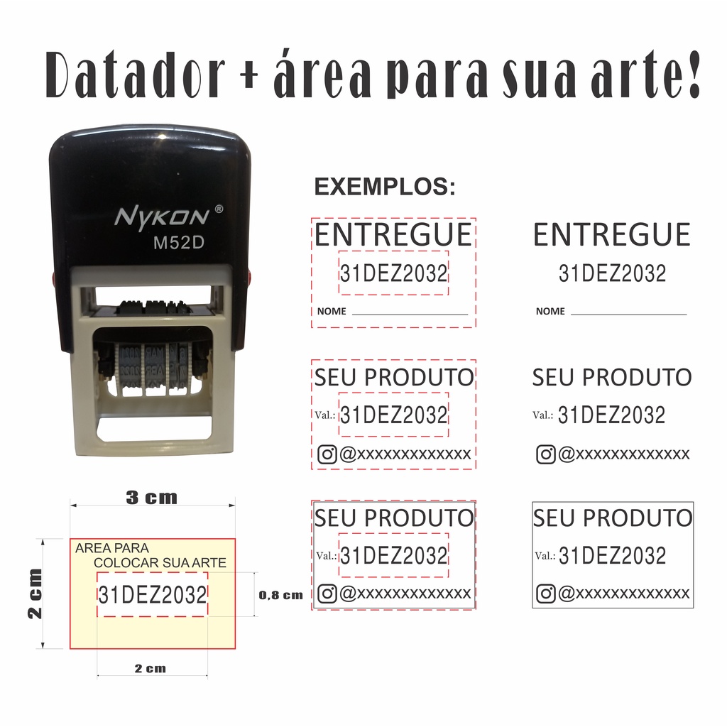 Carimbo Automático Datador Nykon M52D Shopee Brasil