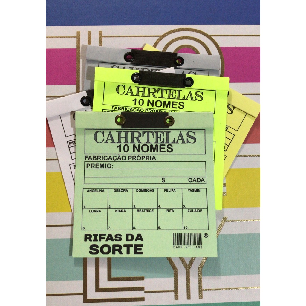 Cartela De Rifa Nomes Pct C Unidades Sob Encomenda Shopee Brasil