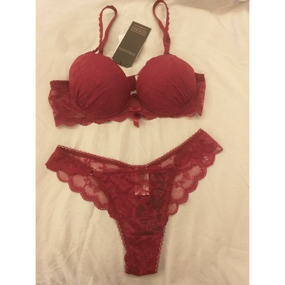 Conjunto Lingerie Em Renda Europeia Vermelho M Lageli Shopee Brasil