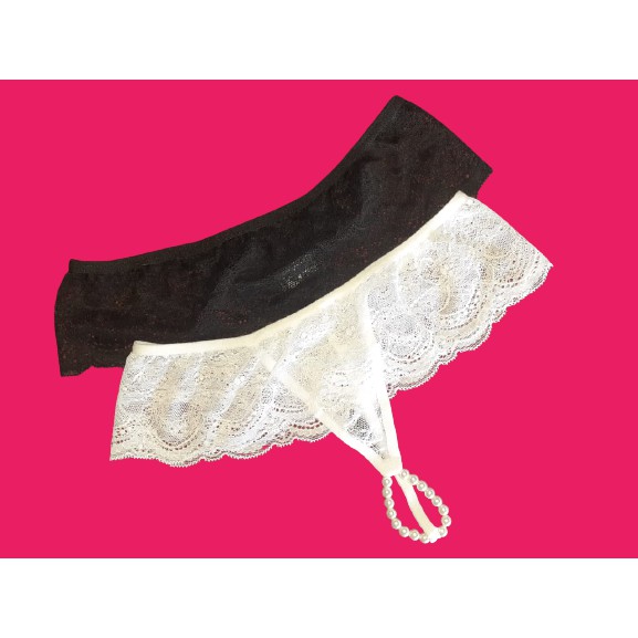 Calcinha Tanga Fio Dental Tailandesa Pérolas Lingerie Luxo Sensual