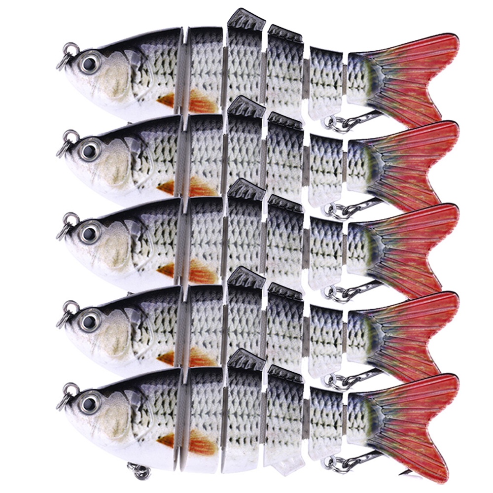 Kit 5 Isca Articulada Swimbait 6 Segmentos Artificial Vida 10cm 18g