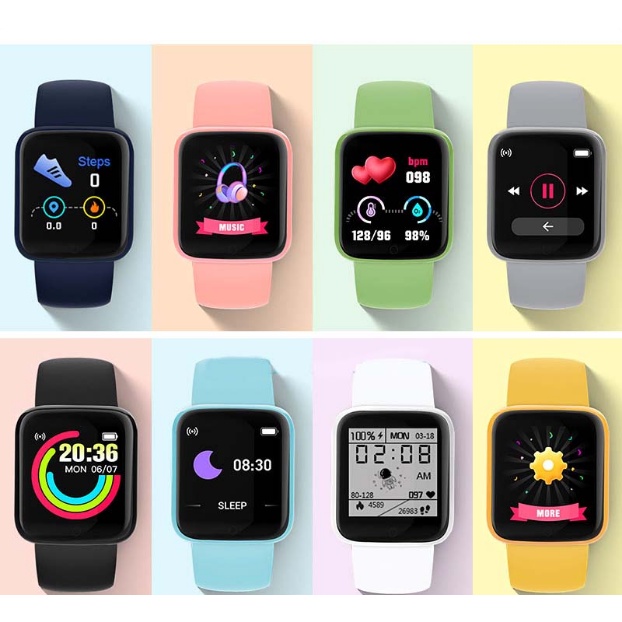 Relógio inteligente smartwatch lançamento y68 d20 macaron foto na tela