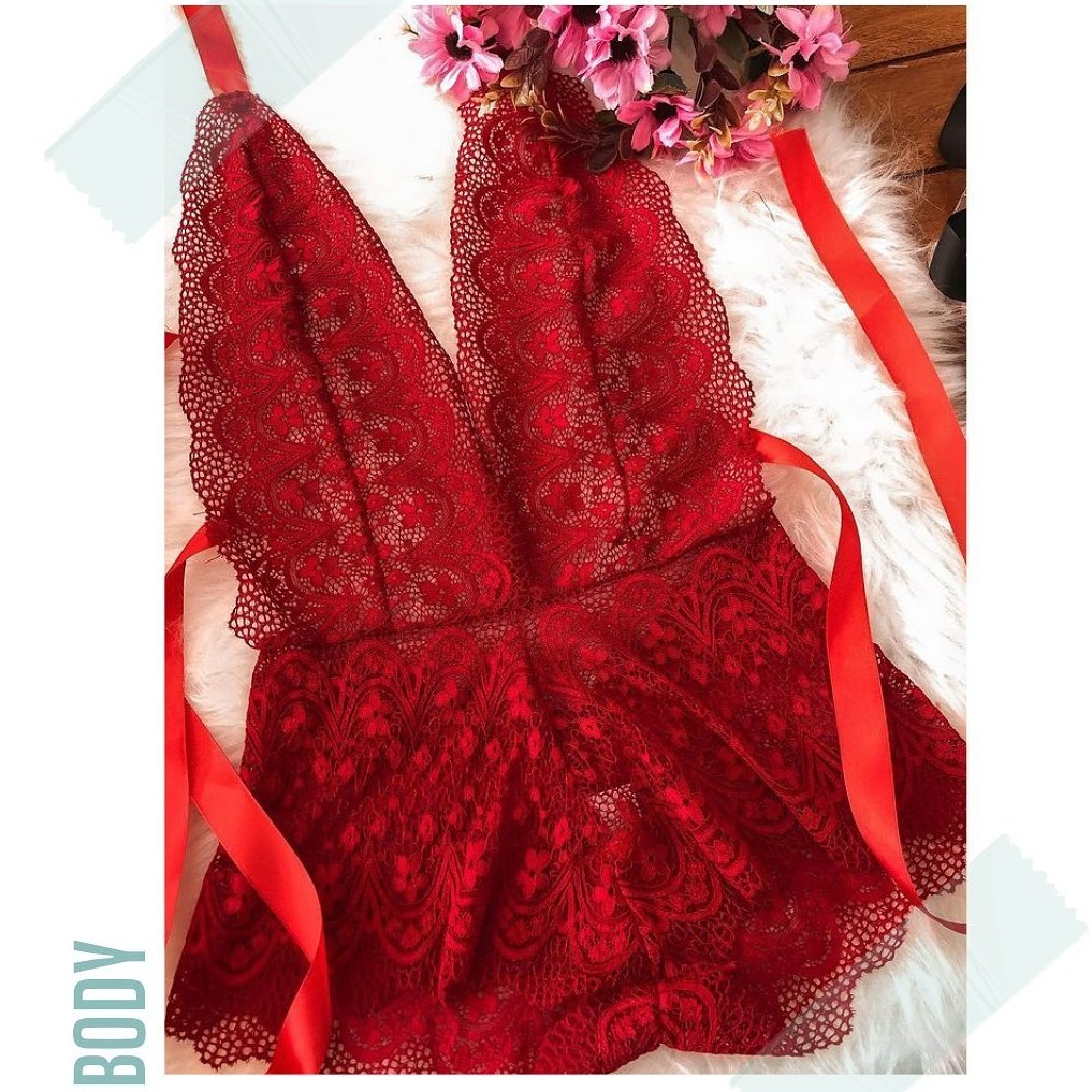 Conjunto De Lingerie Renda Sexy Feminina Body Shopee Brasil