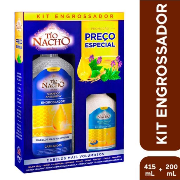 Kit Tio Nacho Engrossador Antiqueda Shampoo De Ml