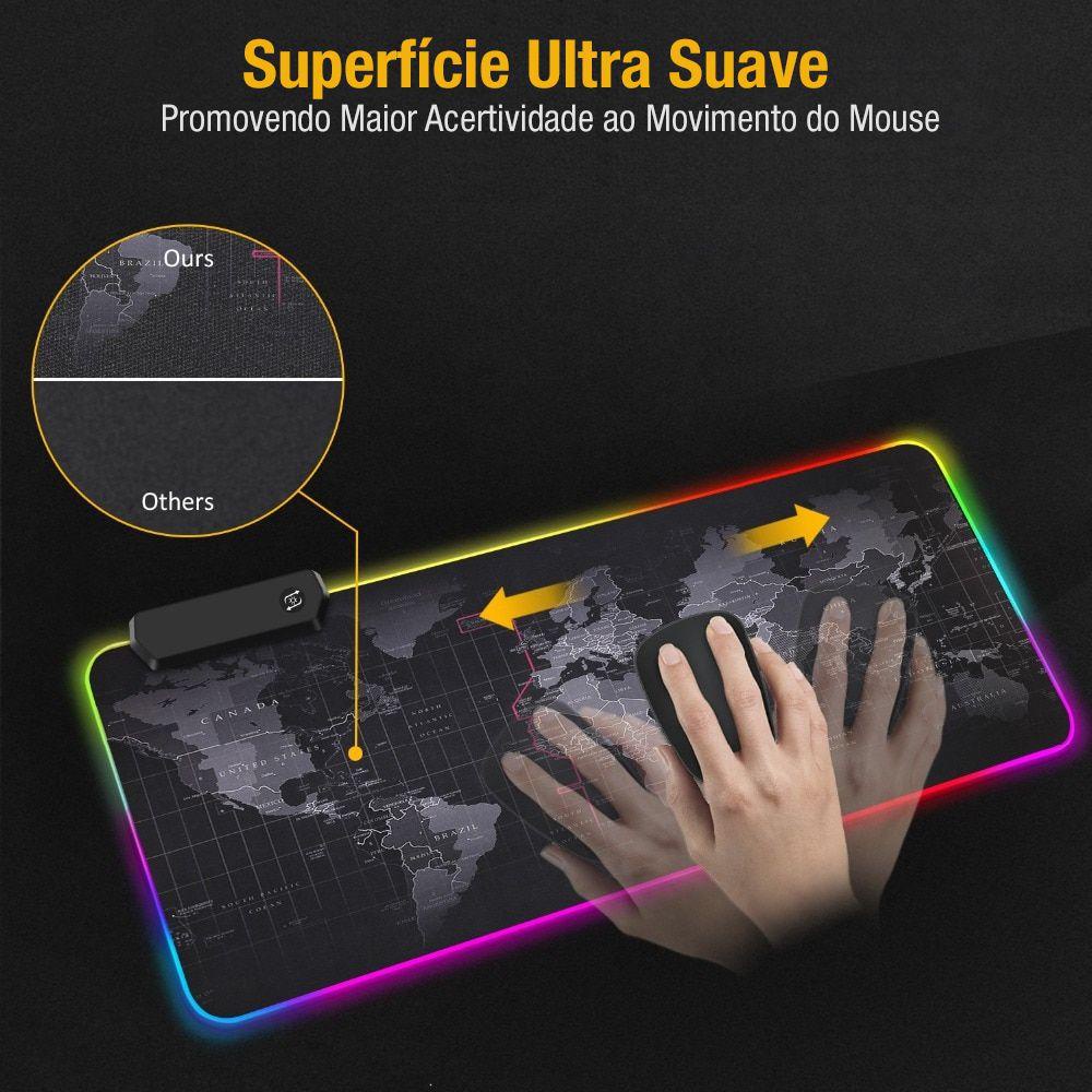 Mousepad Gamer Extragrande Estampa Aleatoria X Cm Led Rgb Modo