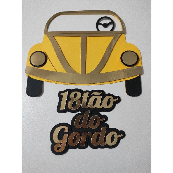 Topo Topper Tags De Bolo Fusca Fusquinha Carro Antigo Shopee Brasil