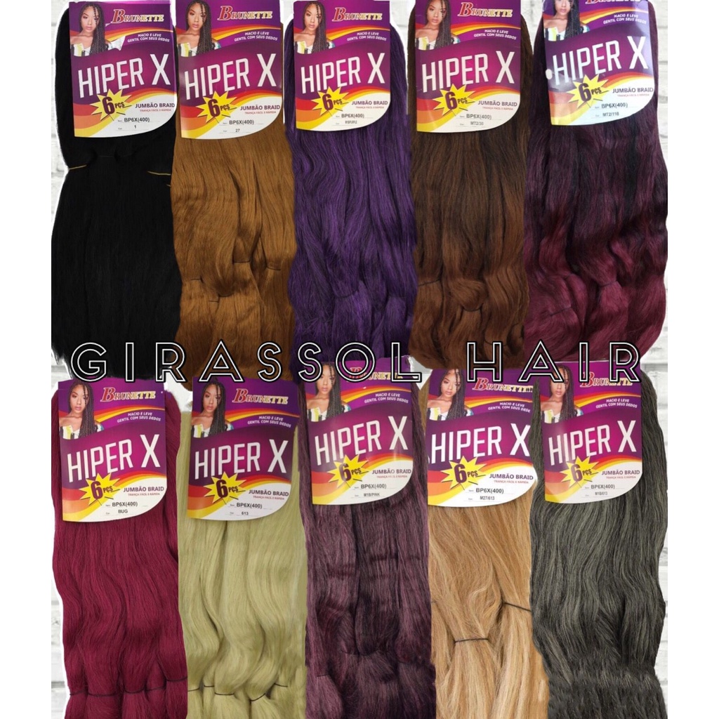 Cabelo Super Jumbão HIPER X e Super X 400 gramas Jumbo para Trança