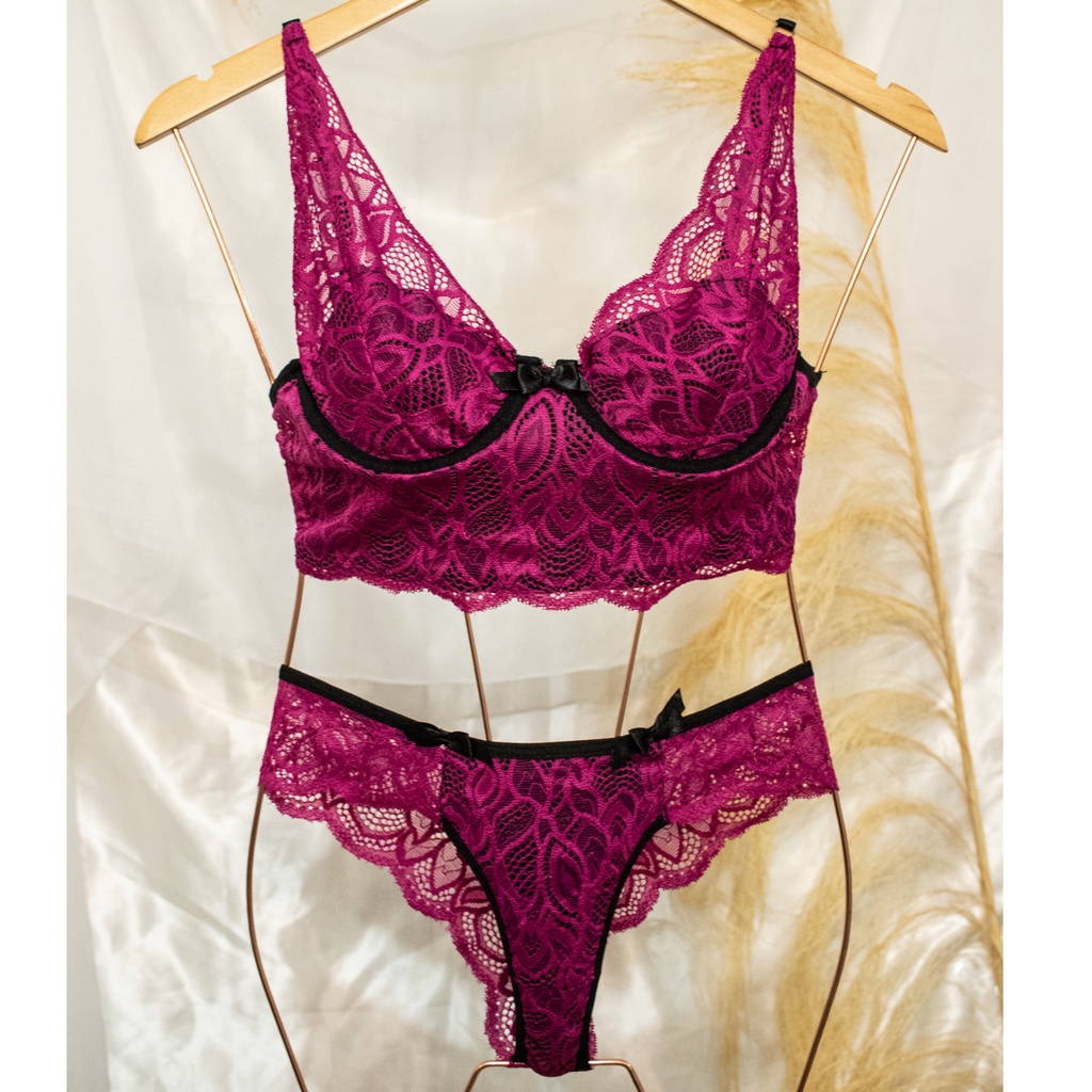 Conjunto Lingerie Renda Calcinha Renda Lingerie Shopee Brasil