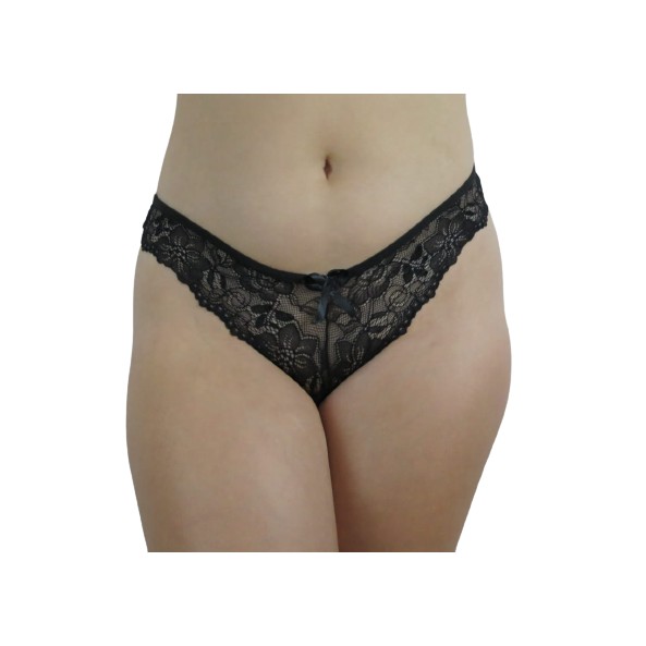 Calcinha Tanga Lingerie De Microfibra E Renda Clara Sexy Brinde