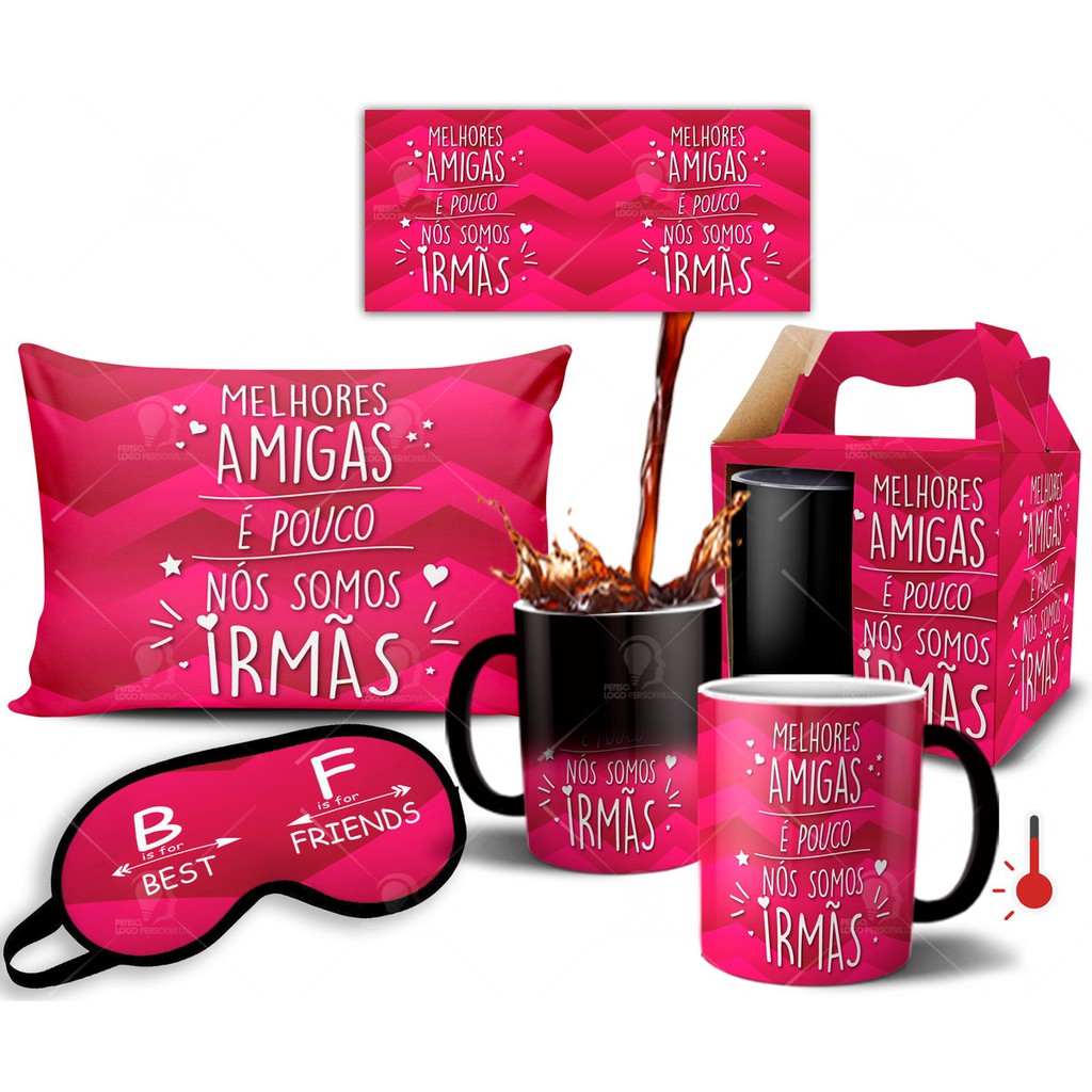 Caneca M Gica Kit Personalizado Melhores Amigas Somos Irm S Shopee