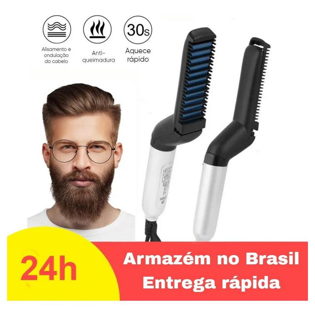 Chapinha Pente Elétrico Modelador Alisador de Barba e Cabelo