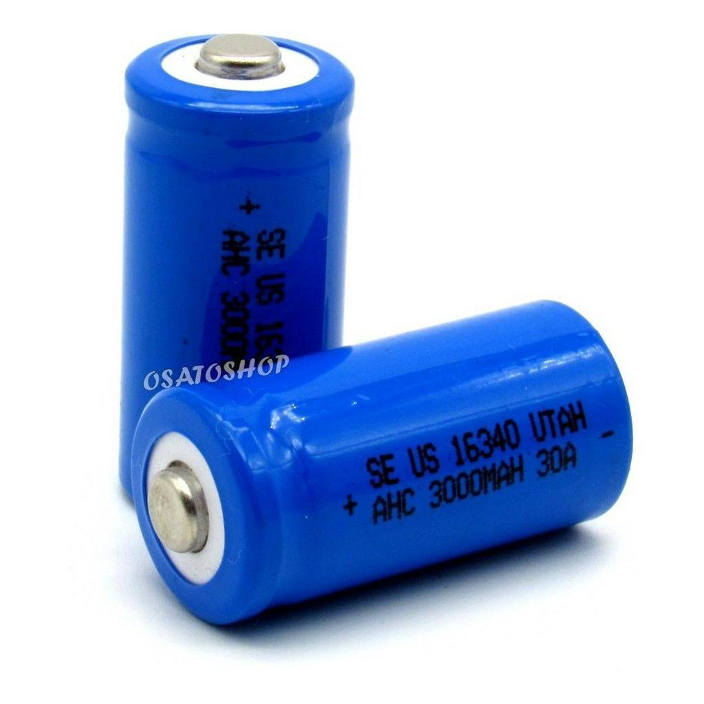 2 Baterias 16340 3000mah 3 7v 4 2v Li ion Recarregável ORIGINAL OSATO