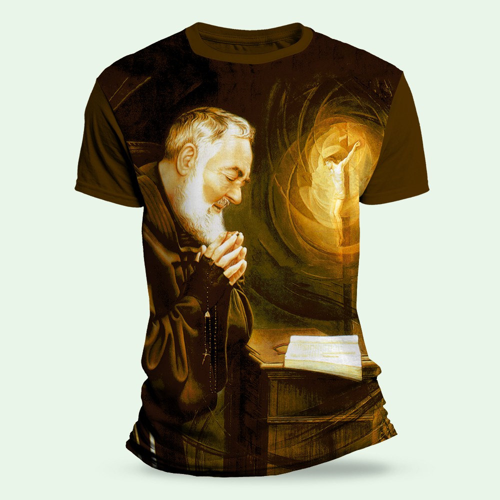 Camiseta Religiosa Católica São Padre Pio Shopee Brasil