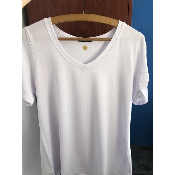 Camiseta Branca Gola V Tam G Shopee Brasil