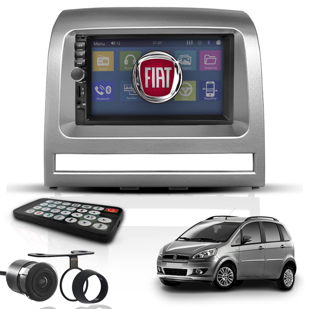 Kit Central Multim Dia Universal Mp Din Bluetooth Espelha Fiat Idea