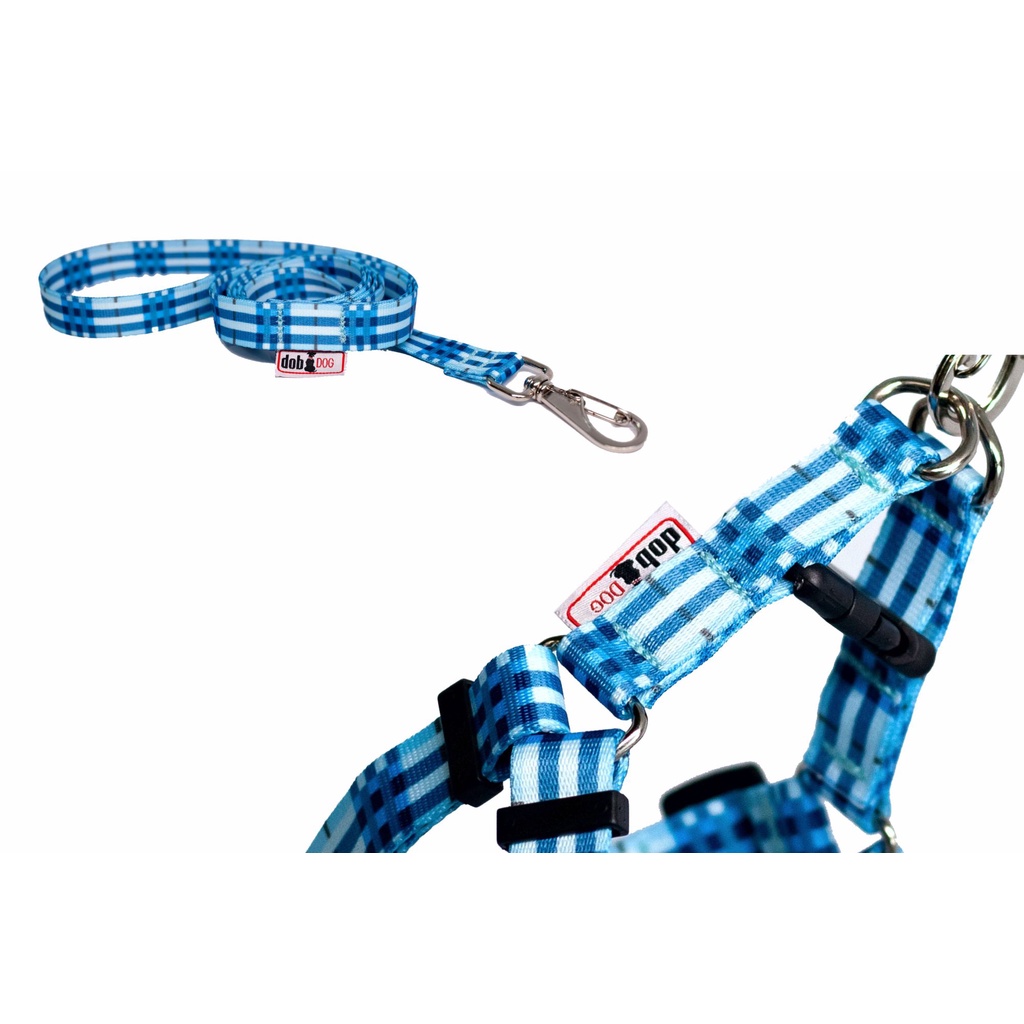 Peitoral Para Cachorro G Step In Style Guia Xadrez Azul Shopee Brasil