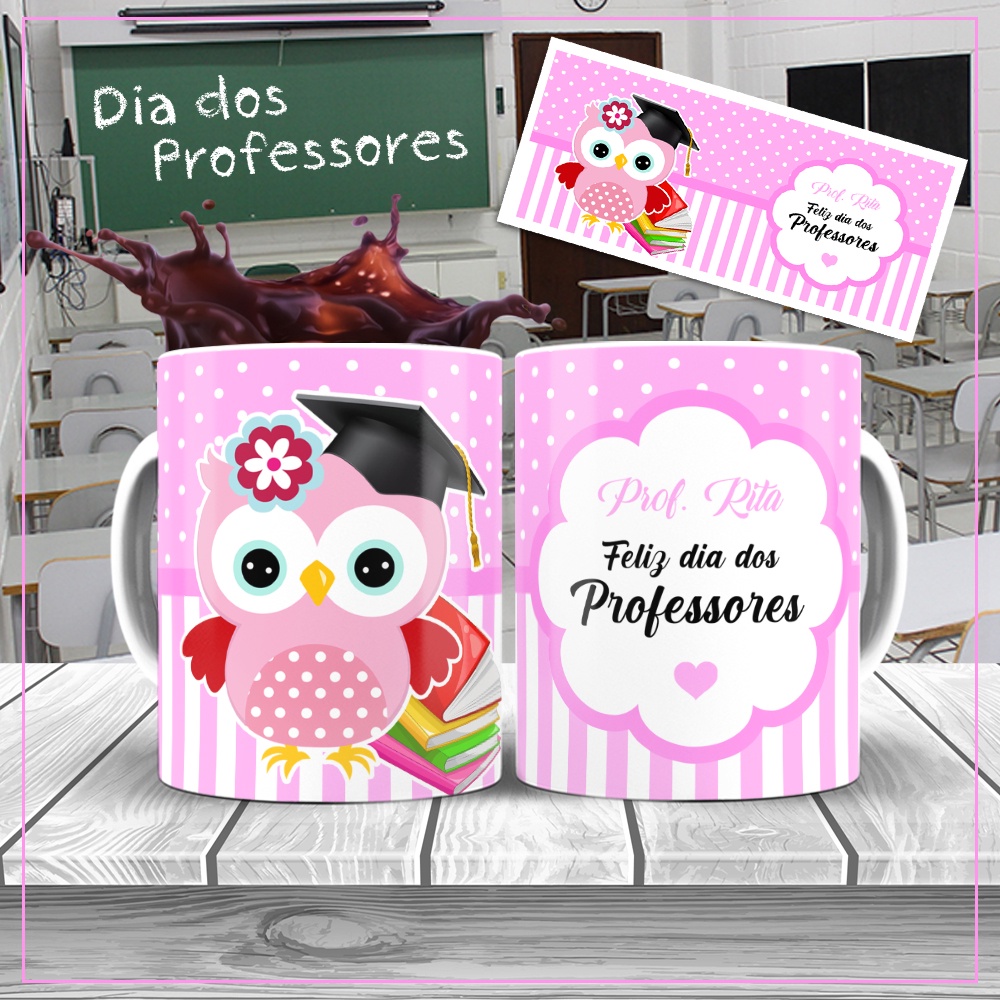 Caneca Dia Dos Professores Coruja Rosa Shopee Brasil