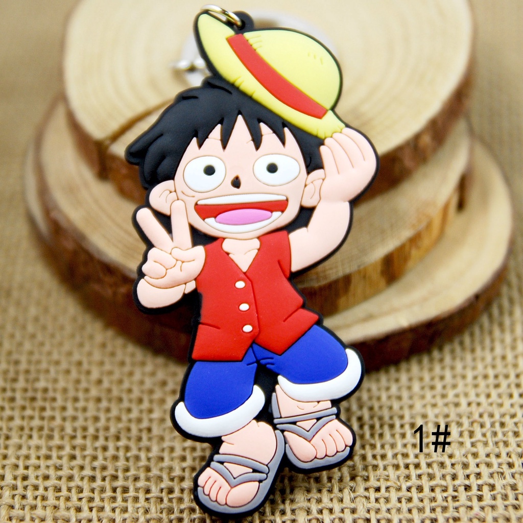 Chaveiro De Silicone Dupla Face Do Pvc Anime Kawaii One Piece Luffy