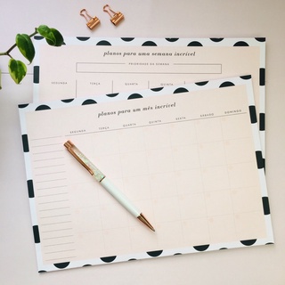 Kit Blocos Planejadores Planner De Mesa Planejador Mensal E Semanal