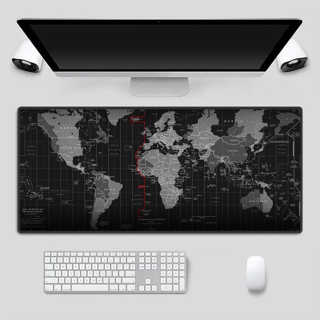 Mouse Pad Grande 90x40 Couro Gamer Desk Pad Mapa Mundi Black Shopee