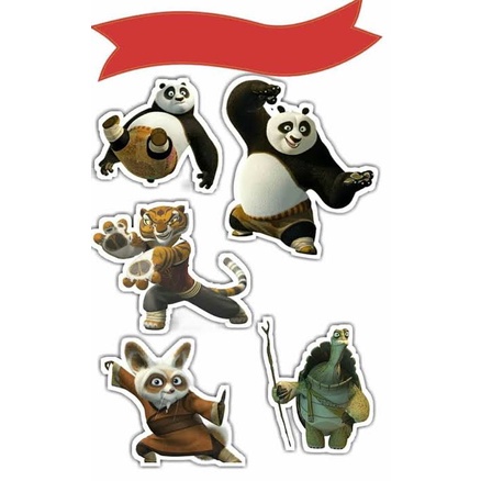 Topo De Bolo Topper Kung Fu Panda Cortado Colado Envio Imediato