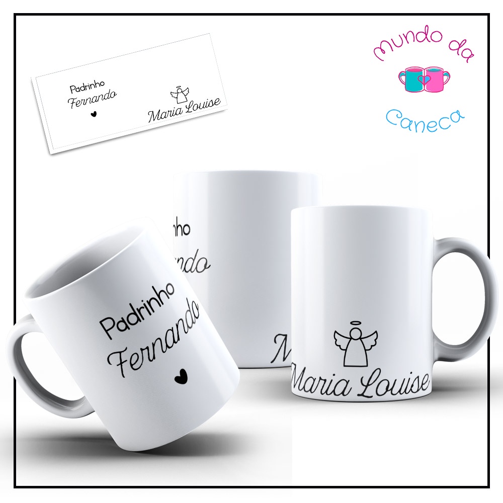 02 Canecas Personalizadas Para Padrinhos De Batismo NOME Do Bebe E