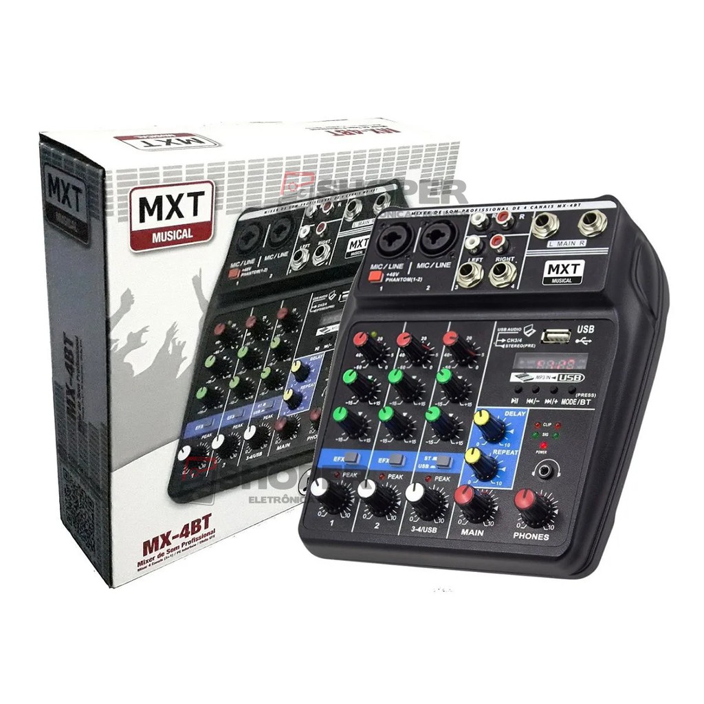 Mesa Som Interface Canais Mx Bt Mxt Efeito Phantom Power Bt Usb