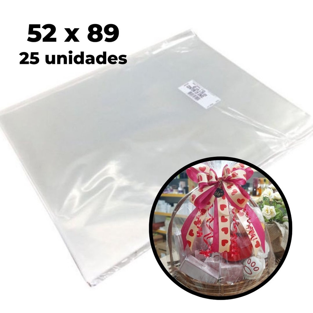 Saco Transparente Para Cestas E Presentes 52x89 25un Boop