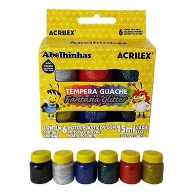 Tinta Tempera Guache Fantasia Glitter Acrilex Cores Shopee Brasil