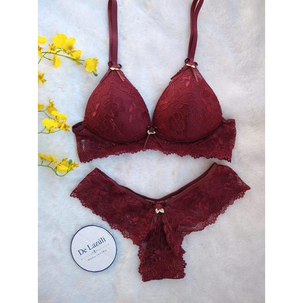 Conjunto Sensual Renda Lingerie Bojo Shopee Brasil