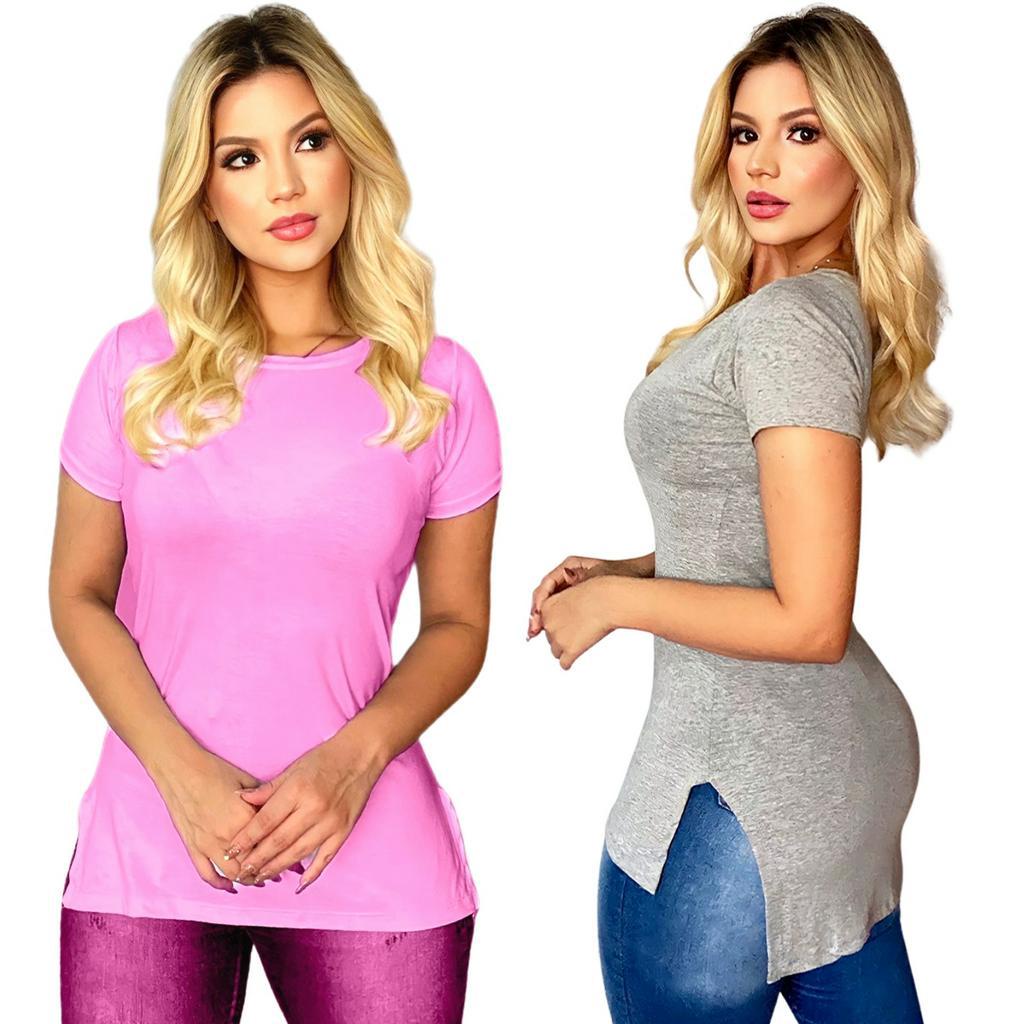 Kit 3 Camiseta Feminina Blusinha Longline Mullet Preta Branca Shopee