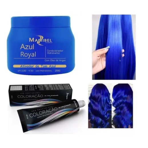 Kit Cabelo Azul Royal 1 Tinta 1 Matizador 250g Mairibel Shopee Brasil