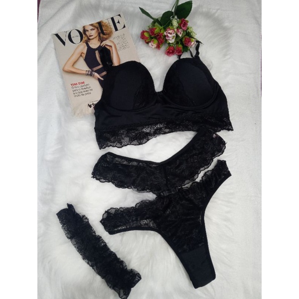 Conjunto Lingerie Renda Sutiã Bojo E Calcinha Moda Íntima