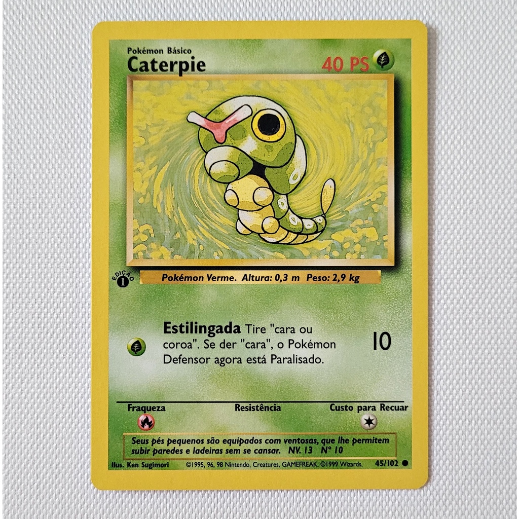 Carta Antiga Pokemon Caterpie Common St Edition Base Set