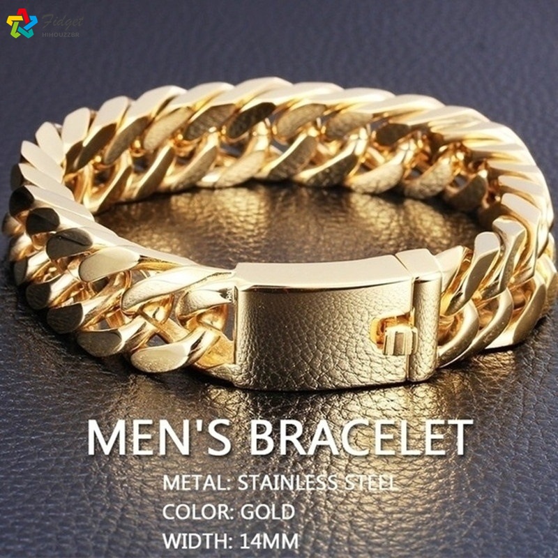 22cm 18K Pulseira masculina de ouro Acessórios Masculinos Dourados 18k